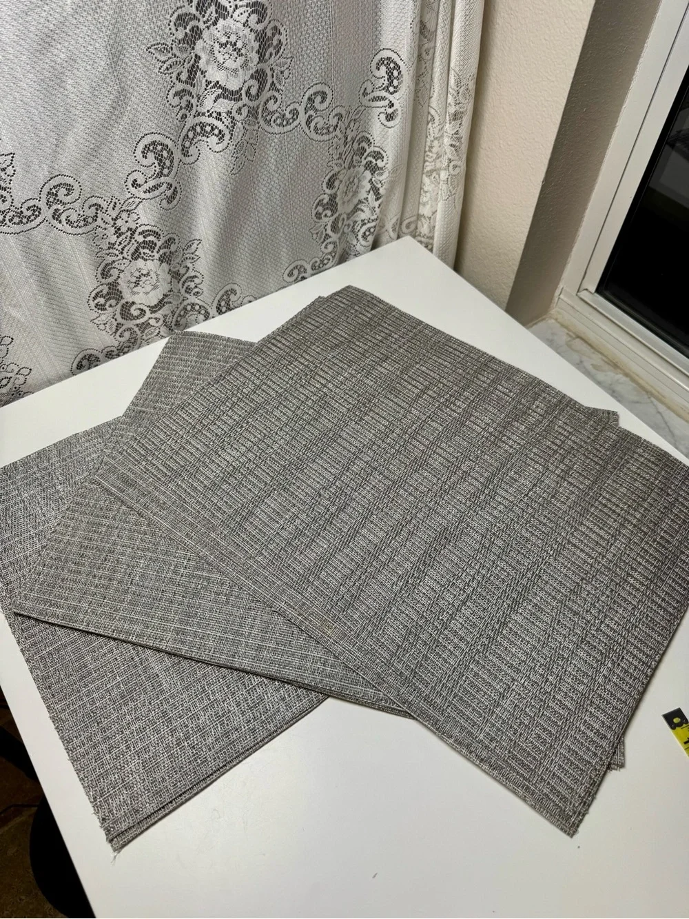 Set of 12 Gray Modern Woven Heat Resistant Placemats. Each 18.5”x13”